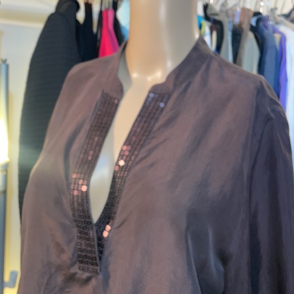 Tommy Bahama Tops - Tommy Bahama, Silk, brown, V-neck sequence size medium.